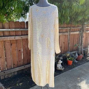 Tan-Chho Silk Beaded dress size L